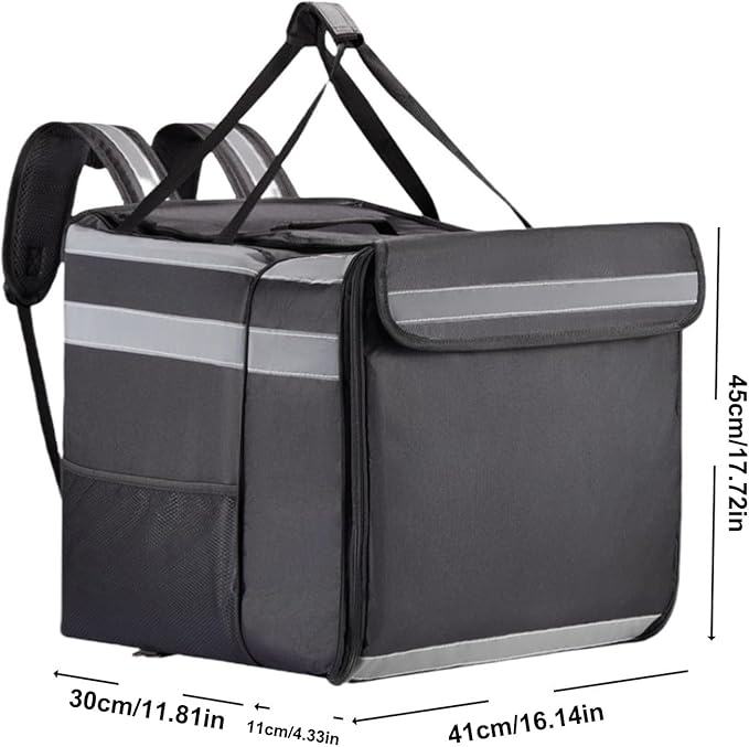 Pizza Carrier – Expandable Delivery Backpack Insulated Thermal Interior Heavy Duty Fabric Build Heat Retention Design Secure Zipper Closure Large Capacity Food Transport System | Restaurant Takeo