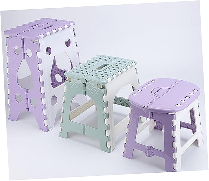 Portable Plastic Folding Chair for Home Office Sturdy Foot Stool Outdoor Camping