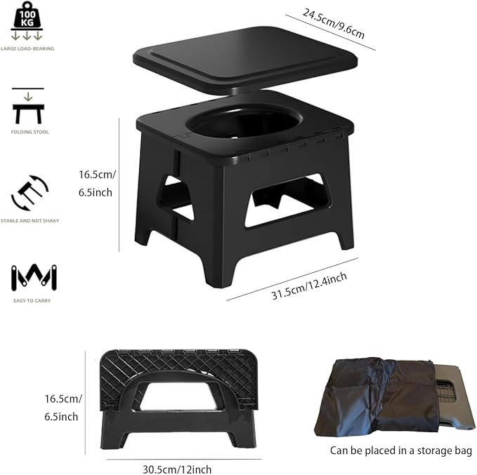Portable Potty Camping Toilet Emergency Toilet for Car Foldable Stool Portable for Outdoor Camping Fishing Traffic Jams