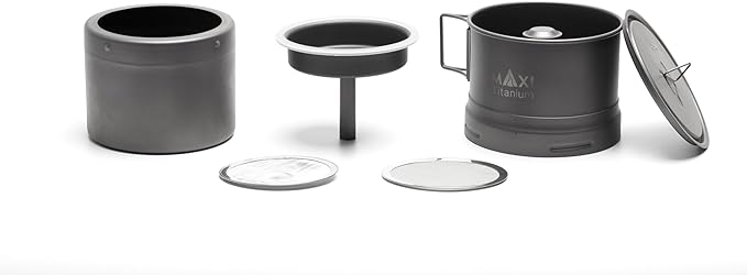 Maxi 14oz Titanium Moka Pot – Stovetop Espresso-Style Coffee Maker for Camping &amp Backpacking