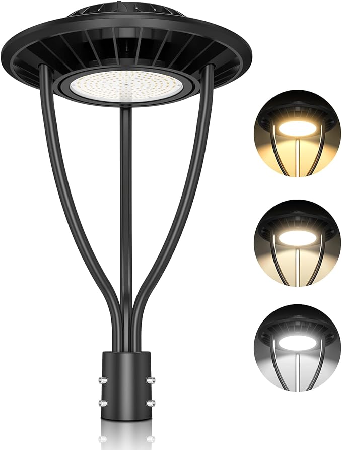 ADUB LED Post Top Light 80W 60W 48W 3000K 4000K 5000K Adjustable LED Post Light with Photocell ETL DLC Listed Outdoor Pole Fixture IP65 Commercial Post Lighting for Parking lot Yard AC100-277V
