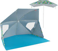2-in-1 Beach Tent for 2-4 People UPF 50+ with Beach Umbrella with Roll-Up Windows Dual Side Flaps Groundsheet &amp Carry Bag Beach Shade for Camping Picnic &amp Sports Events