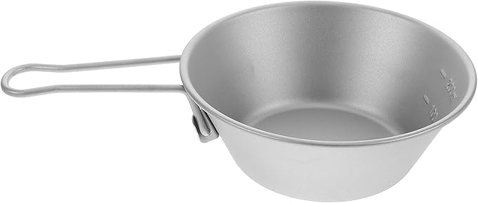 GANAZONO Titanium Camping Salad Bowl with Foldable Handle Lightweight Outdoor Food Serving Bowl for Hiking and Travel Sturdy Portable Mixing and Storage Vessel