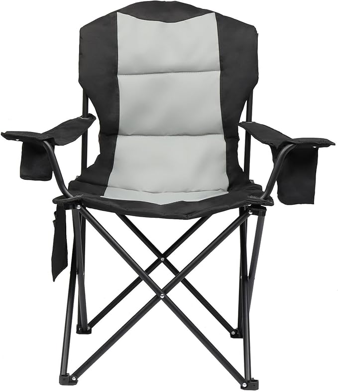 35 * 22 * 41in Black Grey Camping Chair Steel Pipe Oxford Cloth