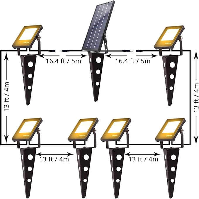 Solar Spotlights Outdoor Waterproof Zeta 6-in-1 Spot Lights Metal Warm White Auto On/Off Dusk to Dawn Landscape Flag Pole Uplights for Outside House Trees Garden Yard Driveway Pathway Lawn