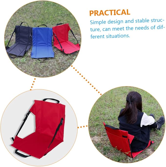 SUPVOX Step Lights Outdoor Folding Seat Cushion Backrest for Camping Fishing Sports Garden Compact Storage