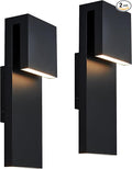 Modern Porch Lights with 2 PackOutdoor Indoor Integrated LED Wall Lights2-Light Total 17W3000K Textured Black FinishOutside Lights Waterproof for House Front Door Patio Garage