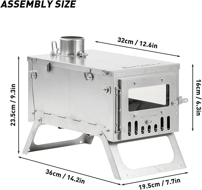POMOLY Chalet 70 Pro Camping Hot Tent and Ti Mini 0.6 Portable Titanium Wood Stove