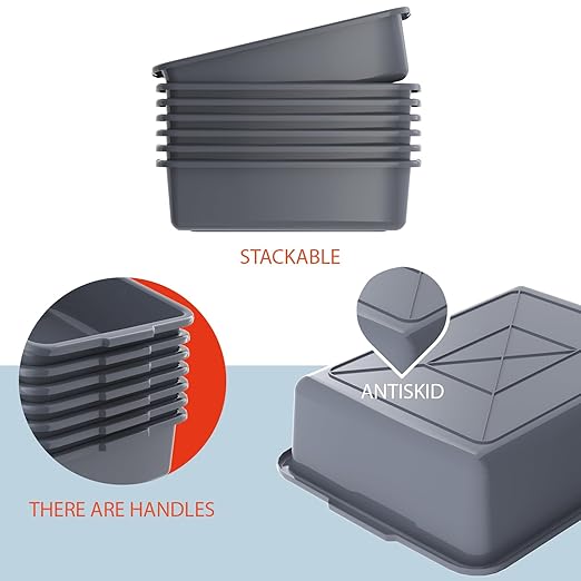 12-Pack Plastic Commercial Bus Tub 13 L Plastic Restaurant Dish Tub Gray