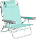 SUNNYFEEL Extra Wide Low Beach Chair 5 Position Lay Flat 500 LBS Heavy Duty XL Oversized Portable Folding Camping Chairs with Cup Holder for Outdoor/Trip Lightweight Backpack Beach Chair for Adults
