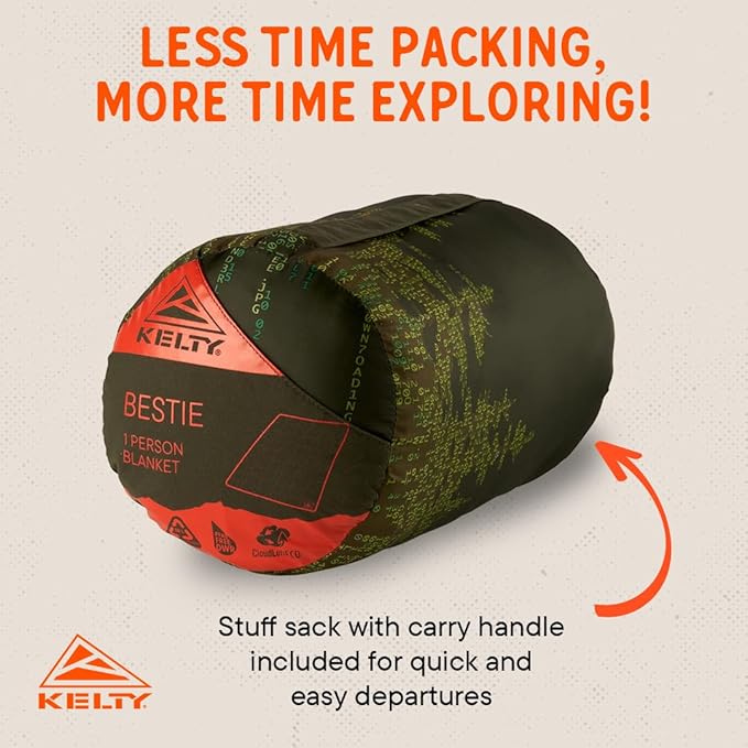 Kelty | Bestie Blanket Winter Moss Treeline - Lightweight Cozy Large 1P Blanket - Twin
