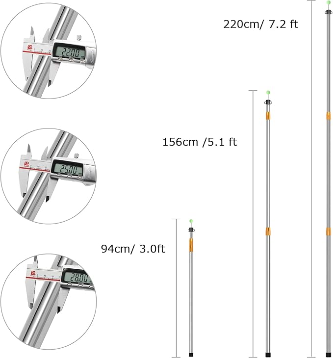 SANLIKE Telescoping Tarp Pole Heavy Duty Tent Poles 33-86.6/94 Thickened Tube Collapsible Stainless Steel Canopy Poles for Camping Backpacking Hiking Awning Sun Sails Outdoor Sports Set of 2
