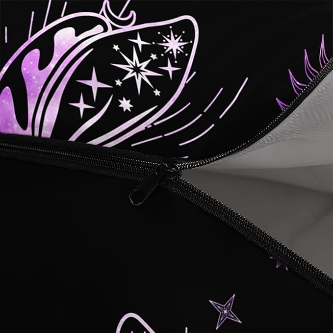 Kids Sleeping Bag for Boys GirlsBlack Purple Butterfly Print-Lightweight Warm Portable Outdoor Indoor-Waterproof Cold Weather Resistant Sleeping Bag for Camping Hiking(Butterfly1)