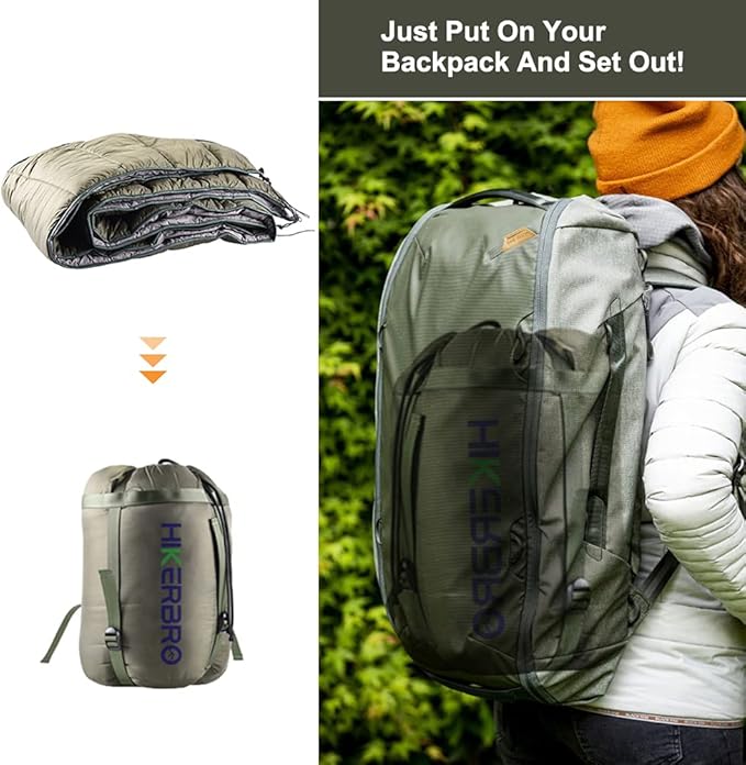 Double Hammock Underquilt HIKERBRO 4 Season Heavy Duty Under Quilt with Tree Straps Large Hammock Protector for Winter Camping Backpacking Hiking