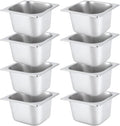 JAPCHET 8 Pack 1/6 Size 2-1/2 Inch Deep Steam Pan Steam Table Chafer Pan Stainless Steel Hotel Pan Food Pan for Buffet Restaurants Catering