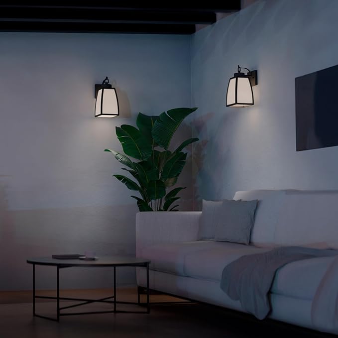 GLOBE Electric 60000166 1-Light Outdoor Wall Sconce Matte Black Frosted Glass
