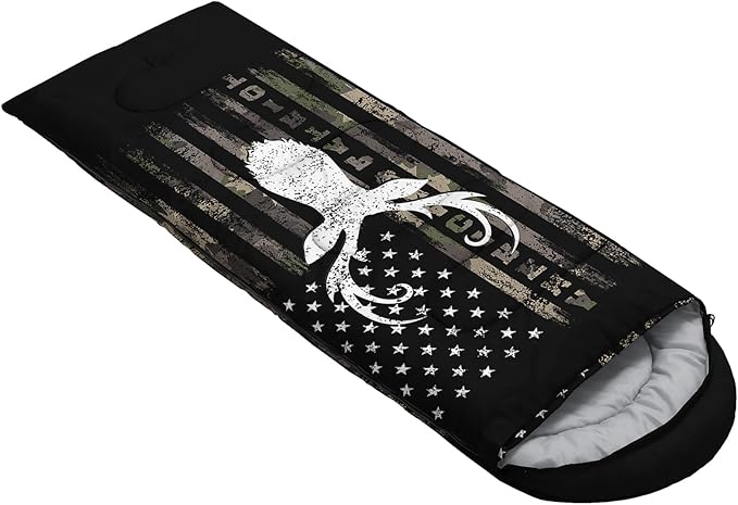 Axolotl Deer Camo Sleeping Bag Deer Antlers Army Camouflage Camping Bag in Warm Cold Weather US Flag Wild Animal Hunting Waterproof Backpacking for Traveling Outdoor Camping Gear Gear Equipment