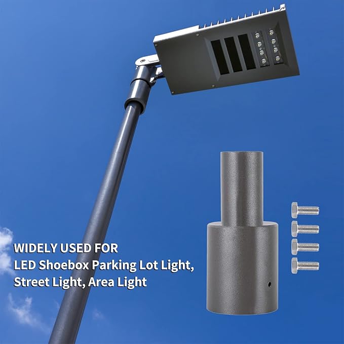 Mounting Bracket Accessories 4 Inch Round Pole Bracket Tenon Adapter for Outdoor Shoebox Lighting Parking Lot Light Street Light with Slip Fitter Mount