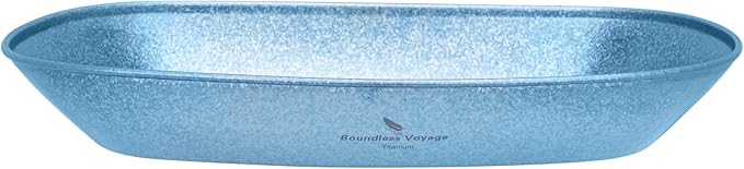 iBasingo Titanium Camping Plates 10 / 9 Lightweight Portable Metal Service Dishes Outdoor indoor Single-layer Durable Bread Dessert Vegetables Fruit Chips Dinnerware (Blue Ti1114T-L)