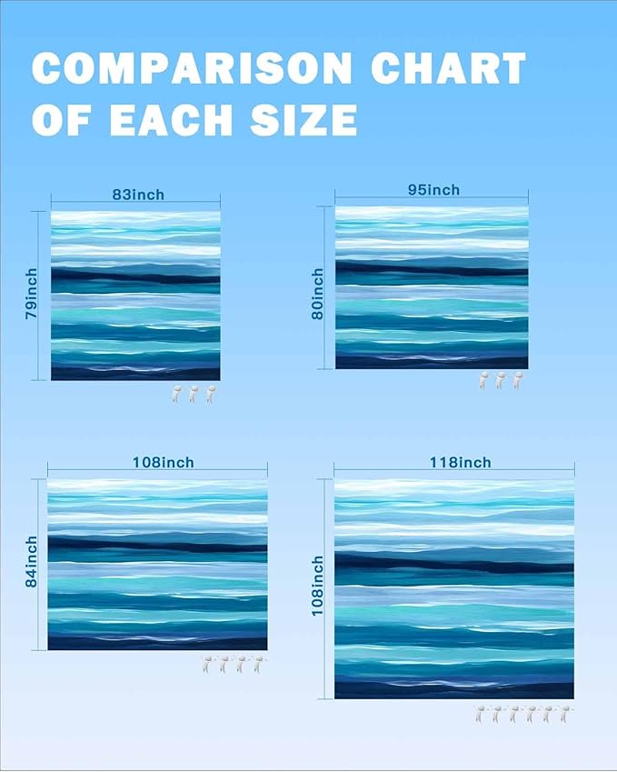 Beach Blanket Waterproof Sandproof Picnic Blanket 83x79 Foldable Beach Mat with Blue-green Stripes Ocean Beach Watercolor Pattern for Camping Park Grass Beach Travel