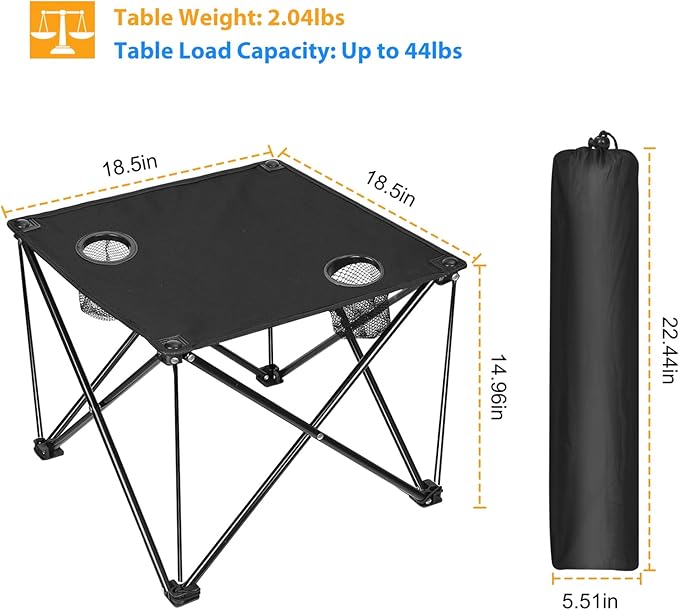 Moclever Foldable Camping Table – Ultralight Portable Table with Cup Holders &amp Carry Bag Perfect for Outdoor Adventures Picnic Beach BBQ Hiking &amp Home Use