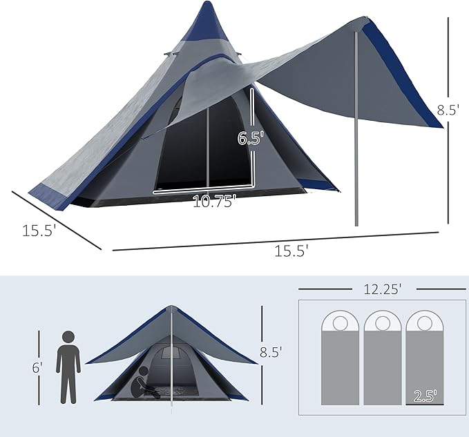 Outsunny Tents Camping Teepee Tent