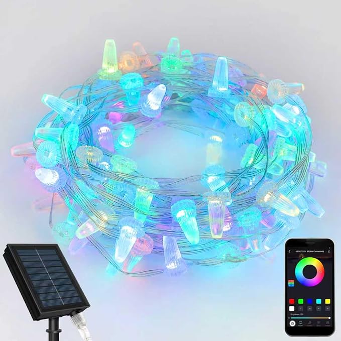 Smart Christmas Lights Outdoor USB 38-FT Waterproof LED String Lights Supports APP/Timer/Music/Remote Control Waterfall Lights for Patios Parties Wedding Easter Decorations