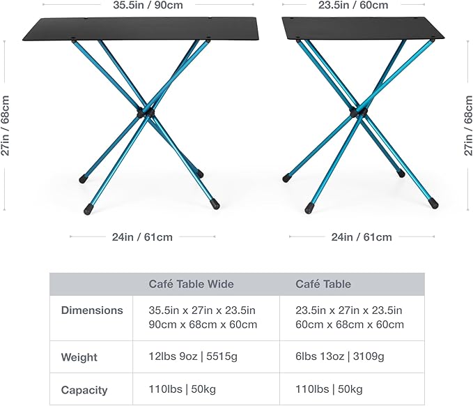 Helinox Café Table Dining Height Portable Camping Table Black