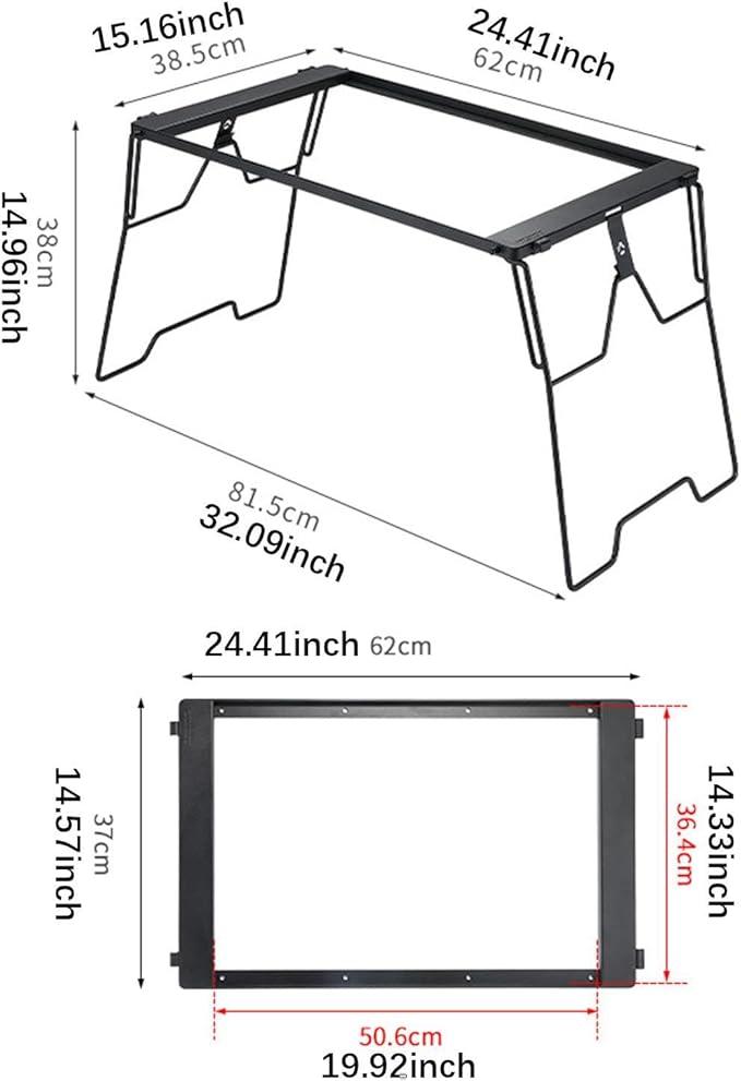 Bridge Table Frame Folding Metal Desk High Strength Grill Camping Table No Countertop for Traveling Fishing Hiking Garden BBQ