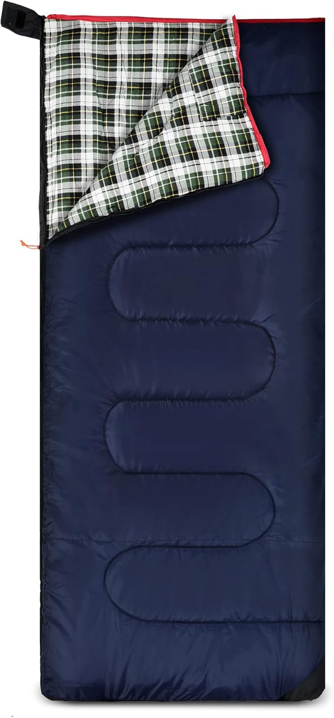 REDCAMP Cotton Flannel Sleeping Bag for Camping Backpacking Adults Cold Weather Envelope Sleeping Bags with 2/3/4/6lbs Filling