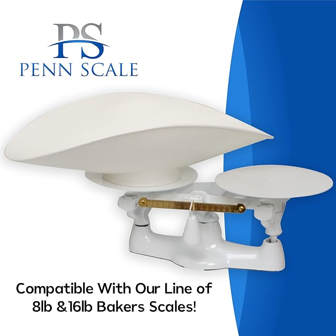 Penn Scale USA-Made Plastic Footed Bakers Scale Scoop for Weighing (11 x 21 x 6) - White Footed Scoop Made With Food Safe Plastic