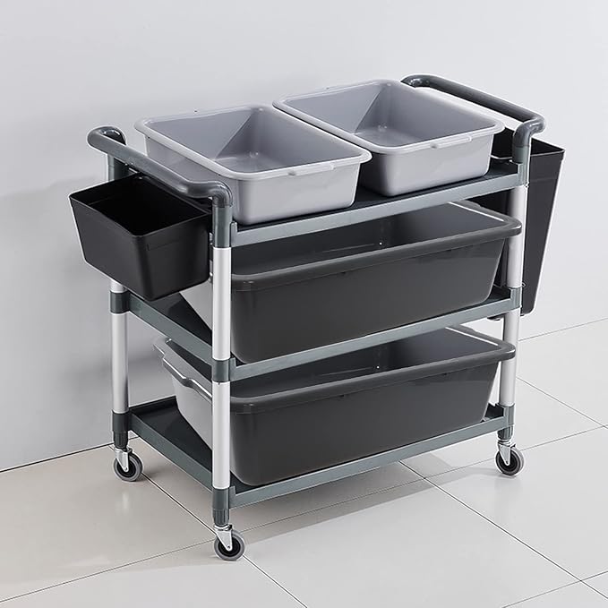 4-Pack 32 Liter Plastic Bus Tray/Utility Box Large Commercial Wash Tub Tote Box