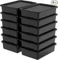 Obstnny 12 Pack 13 L Commercial Bus Tub with Lid Plastic Bus Box Black