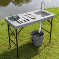 Portable Outdoor Fish Cleaning Table Hdpe Folding Fillet &amp Hunting Processing Station with Sink Tables for Camping Kitchen Garden Camp Kitchen Tables Outdoor Prep Table Portable Sink Statio