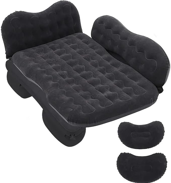 Camping Inflatable Mattress Car Inflatable Mattress Multifunctional Travel Bed SUV Seat Cushion Portable Inflatable Mattress (Black)