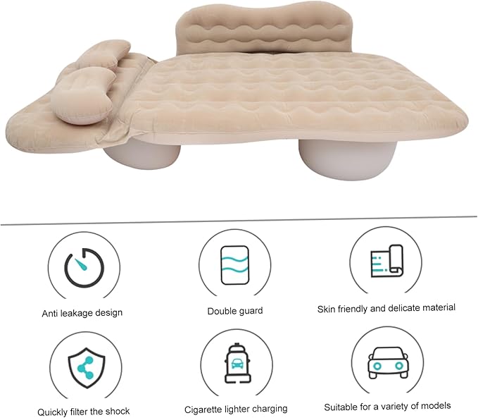 SUPVOX 1Set Inflatable Mattress for Car Split Travel Bed with Soft Flocking Surface Easy to Install Back Seat Sleeping Pad Durable Material for Comfortable Road Trips