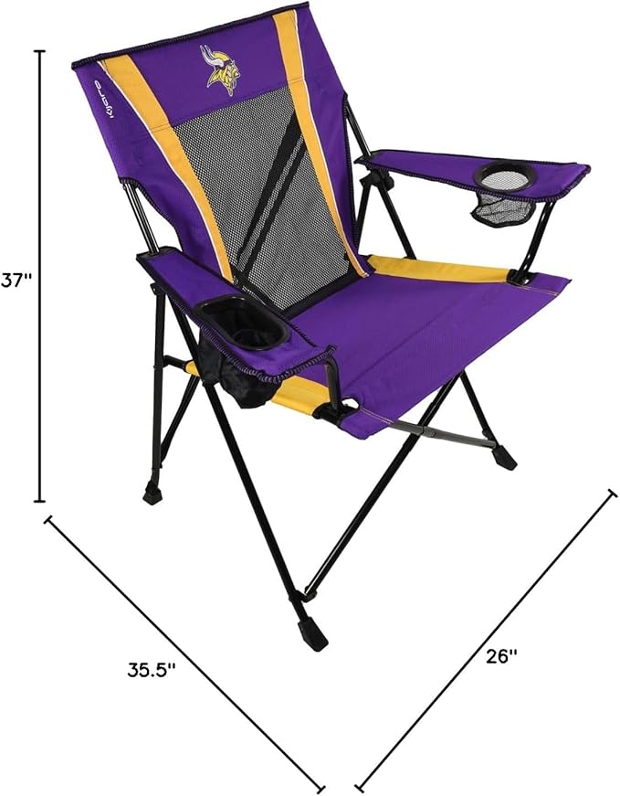 Kijaro Dual Lock Pro Sports Fan Folding Chair 26 L x 35.5 W x 37 H Minnesota Vikings