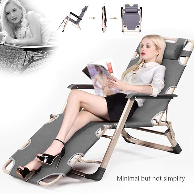 Folding Chair Recliner with CushionsAdjustable Sun Loungers Chairs Heavy Duty Sun Lounger Recliner Chairs Office Lunch Break Chair Garden Lounge Chair Outdoor for Outdoor Patio Camping Beautiful