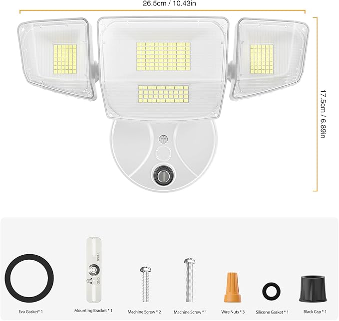 Onforu Dusk to Dawn Outdoor Lighting90W 10000LM Flood Lights OutdoorIP66 Waterproof White LED Security Light with Photocell6500k Daylight 4 Heads Exterior Light Fixture for YardPatioGarden