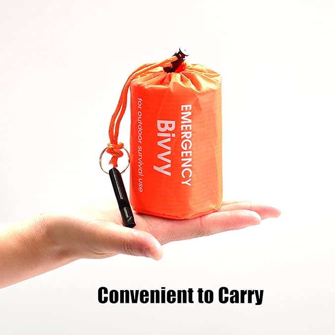 4 Pack Emergency Bag Survival Bivvy Sack with Whistles Lightweight Portable Emergency Supplies for Outdoor Camping Hiking Keep Warm After Earthquakes Hurricanes Disasters