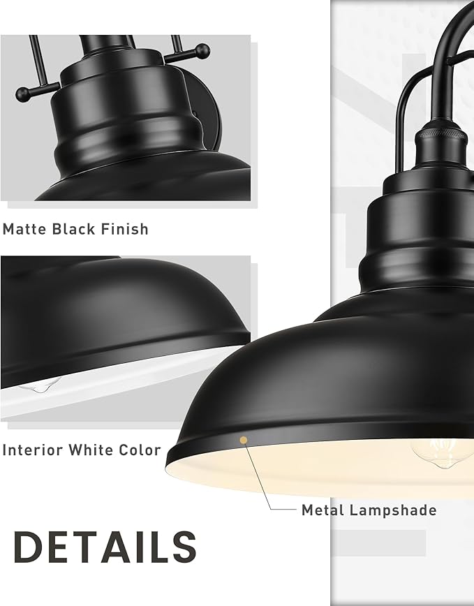 zeyu 2 Pack Barn Lights Exterior Wall Mount Light for Porch 18 Inch Modern barn Lights Matte Black Finish 016-1BL-2 BK