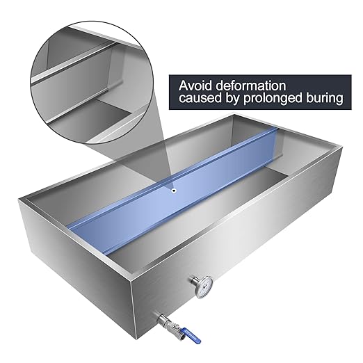Maple Syrup Evaporator Pan Stainless Steel Syrup Evaporator Divided Pan with Valve and Thermometer Maple Syrup Boiling Pan for Boiling Maple Syrup 48x24x9.5 Inch