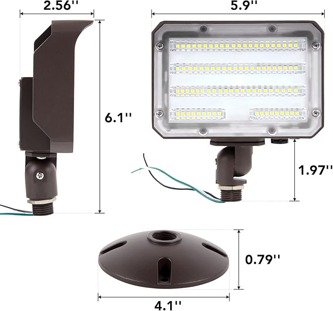 60W LED Flood Light with Knuckle Outdoor Flood Light Dusk to Dawn Photocell 5000K 7800lm AC100-277V Equivalent 600W ETL Waterproof Wall Mount LED Security Light for Yard Entrance Garden
