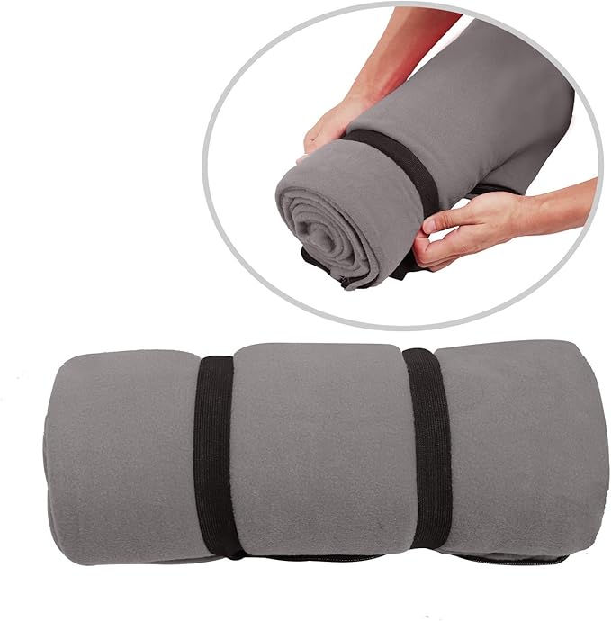 REDCAMP Fleece Sleeping Bag Liner with Hood Great for Adult Warm or Cold Weather 87 Long Full Sized Zipper Camping Blanket for Outdoor Grey