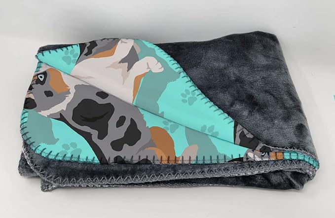 Caroline's Treasures MLM1016TBLT Blue Merle Welsh Cardigan Corgi Soft Travel Blanket with Bag Airplane Blanket Indoor Outdoor Camping Blanket for Traveling Picnics Beach Trips Concerts
