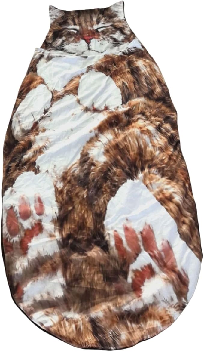 Adult Cat Pattern Envelope Sleeping Bag - Plush Cat Envelope Sleeping Bag for Adult - Plush Warm Washable Camping Blanket