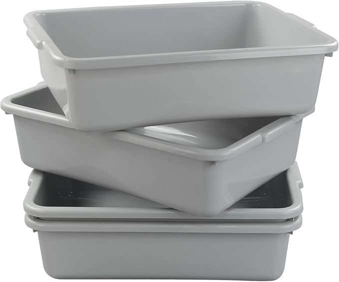 Xyskin 13 L Plastic Commercial Bus Tubs Utility Bus Boxes 4-Pack
