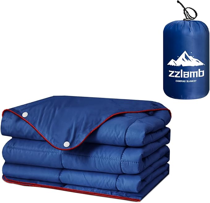 zzlamb Camping Blanket Compact Lightweight Soft Puffy Blanket Water-Repellent Packable Warm Quilt Down Alternative Picnic Hiking Backpacking Beach Travel RV Airplane Couch Car