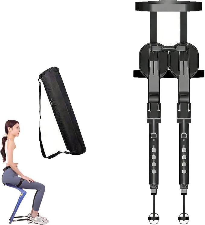 Wearable Chair Exoskeleton Seat with Carry Pouch Lightweight Portable Invisible Chair with 5 Adjustable Heights 300lbs Capacity for Camping Fishing Waiting(Black)