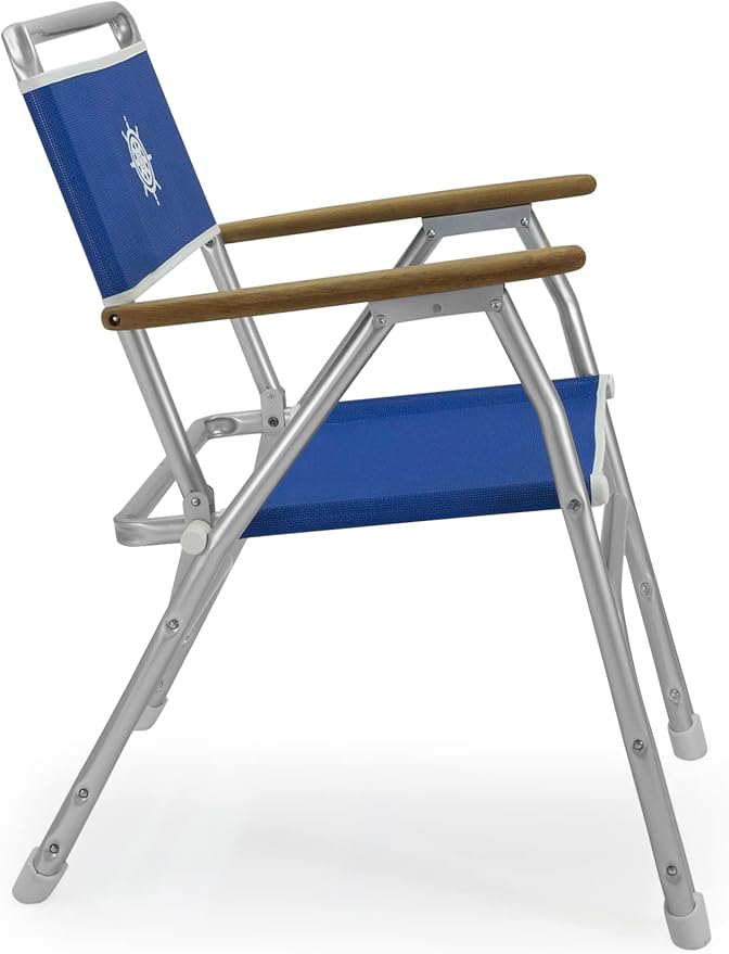 FORMA MARINE Boat Chair Blue Deck Folding Marine Aluminum Teak Furniture M100B